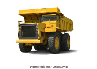yellow Dumper industrial truck isolated on the white background. This has clipping path.