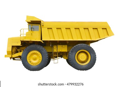 yellow Dumper industrial truck isolated on the white background. This has clipping path.