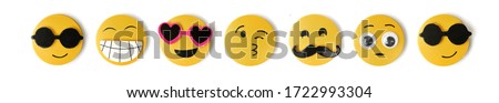   Yellow emoticons expressing emotions on a white background                             