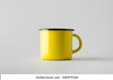 Yellow Enamel Mug Mock-Up