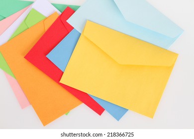 Yellow Envelope On The Colorful Envelopes