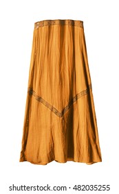 Yellow Ethnic Maxi Skirt Isolated Over White