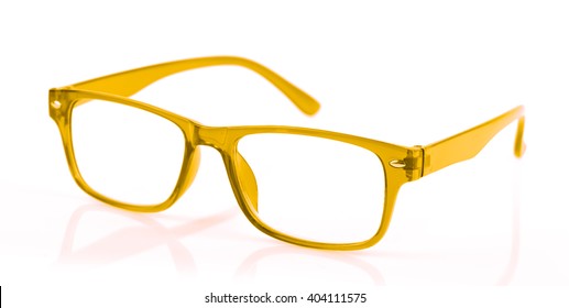 Yellow Eye Glasses Isolated On White Background