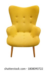 Yellow fabric modern arm chair isolated on white background. This has clipping path. - Shutterstock ID 1808090722