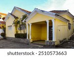 Yellow facade of a residence in the historic center of São Luis MA, Brazil