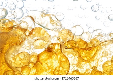 Yellow Fat, Like Obesity Cells, Under The Microscope, Is A Chemical Process Of Atoms And Molecules. Close-up