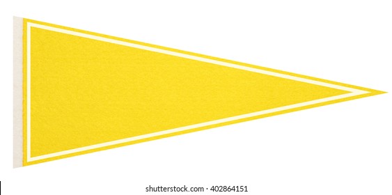 Yellow Felt Pennant On A White Background