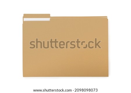 Yellow file with documents isolated on white, top view