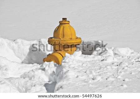 Yellow Fire Hydrant buried in snow in Manassas, Virginia
