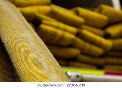 Yellow Firetruck Hose With Closeup