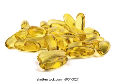 Yellow Fish Oil Pills Isolated On White