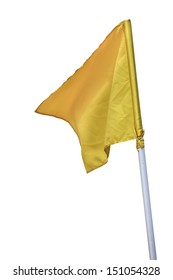 Yellow Flag On Corner Of Football Field.