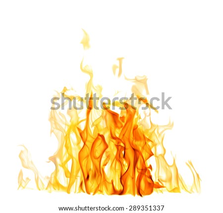 yellow flames isolated on white background