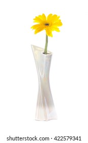 Yellow Flowers In A Vase On A White Background