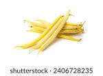 Yellow French Beans Isolated, Raw String Beans Pile, Fresh Wax Bean Pods on White Background