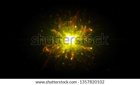 Yellow futuristic space particles  in bright round energy structure. space orb VFX design element. Abstract colorful lights background animation energy ray of power electric magnetic.