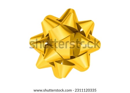 yellow gift bow ribbon isolated on white background