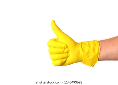 Yellow Gloves For Cleaning The House.