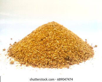 Yellow Gold Of Corn Ddgs Distiller's Dried Grains With Soluble (ddgs ) .the Biofuel Plants Are Growing Source . Renewable Energy On White Background