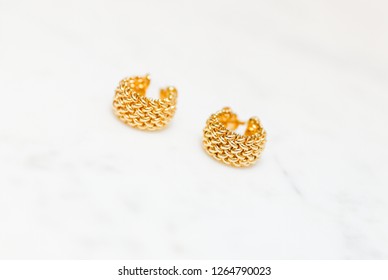 Yellow Gold Hoop Earrings - Image