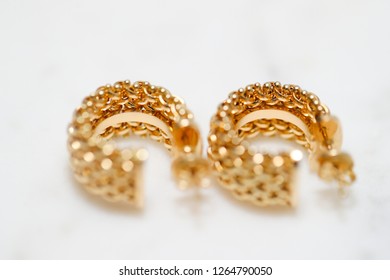 Yellow Gold Hoop Earrings - Image