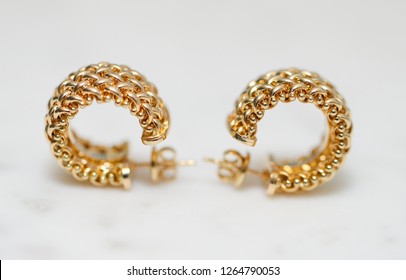 Yellow Gold Hoop Earrings - Image