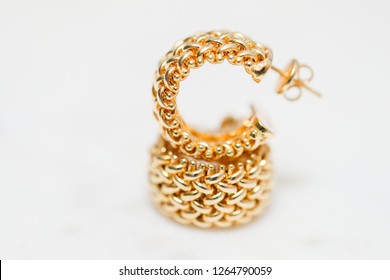 Yellow Gold Hoop Earrings - Image