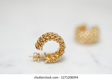 Yellow Gold Hoop Earrings - Image