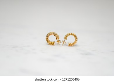 Yellow Gold Hoop Earrings - Image