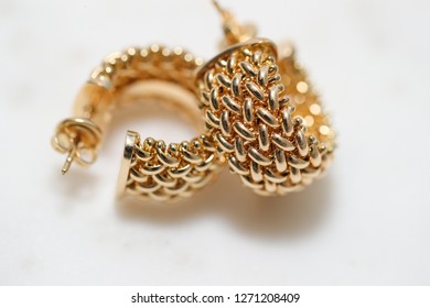 Yellow Gold Hoop Earrings - Image