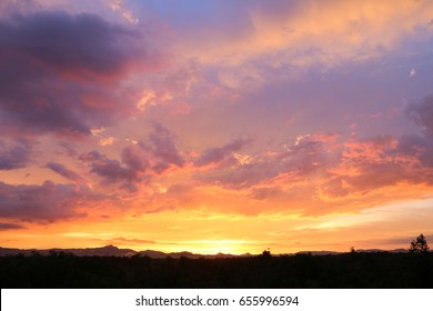 Yellow gold sky evening In tropical countries summer - Powered by Shutterstock