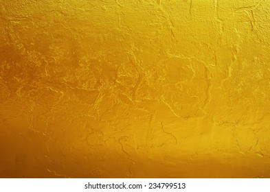 Yellow Gold Texture Background On The Back Of Buddha Statue In Temple