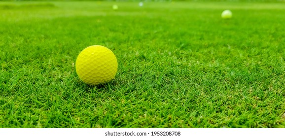 Yellow golf ball on the grass - Powered by Shutterstock