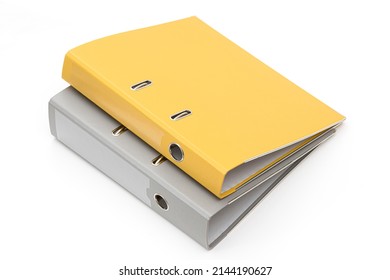 Yellow and gray office folder on white background.