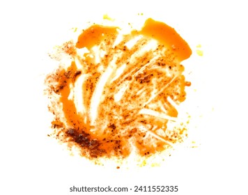 yellow greasy oil stains on a white background.