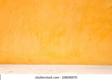 Yellow Grunge Wall With Street, Textured Background