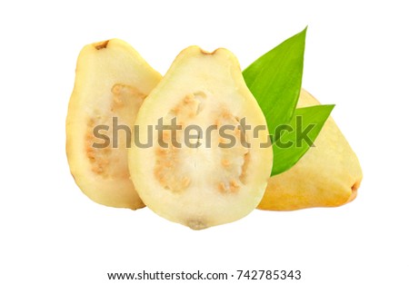 Yellow guava fruit isolated on white background