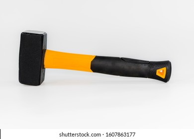 Yellow Hammer Tools Craftsman Isolated On White Background For Electrician Maintenance Or Building Supplies Construction, Sledge Hammer,