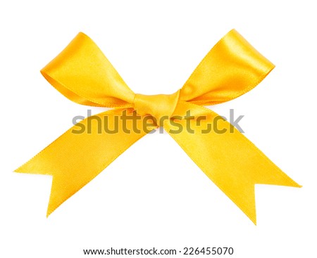 yellow handmade bow, isolated on white background