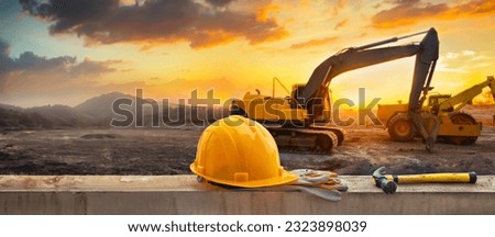 Yellow hard hat on construction site