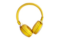 Yellow Headphones Isolated. Music Concept
