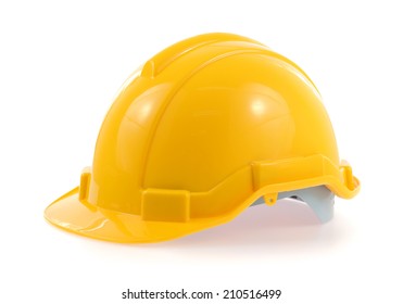 Yellow helmet isolated on a white background. - Shutterstock ID 210516499