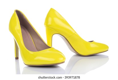 yellow colour high heels