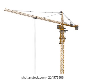Yellow hoisting crane isolate