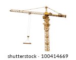 yellow hoisting crane isolate on white background