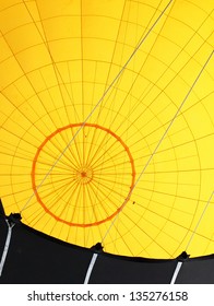 Yellow Hot Air Baloon Inside. Retro Technology Background.