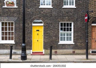 Yellow House Door On A London Street