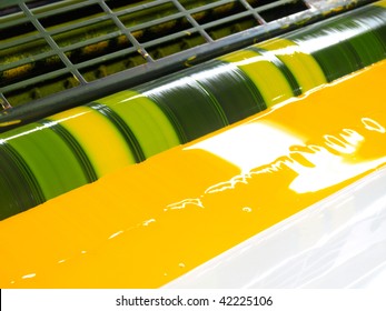 Yellow Ink In A Printing Press