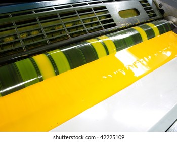 Yellow Ink In A Printing Press