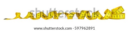 yellow isolated metric measuring tape on white panorama background